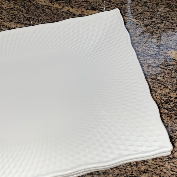 Pier 1 retired rectangular serving platter or plates. White with embossing - Picture 3 of 7